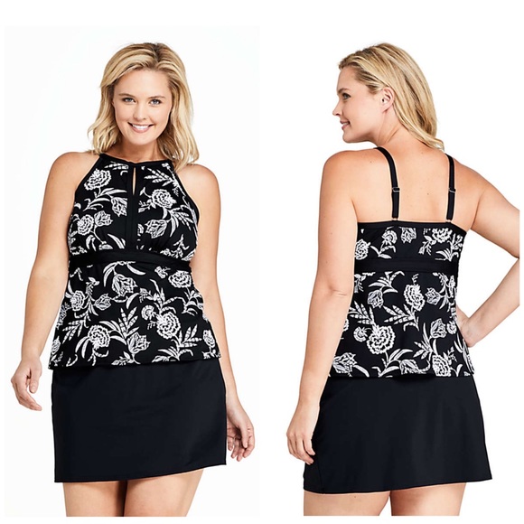 Lands' End Swim Lands End High Neck Tankini Top Swim Keyhole Poshmark